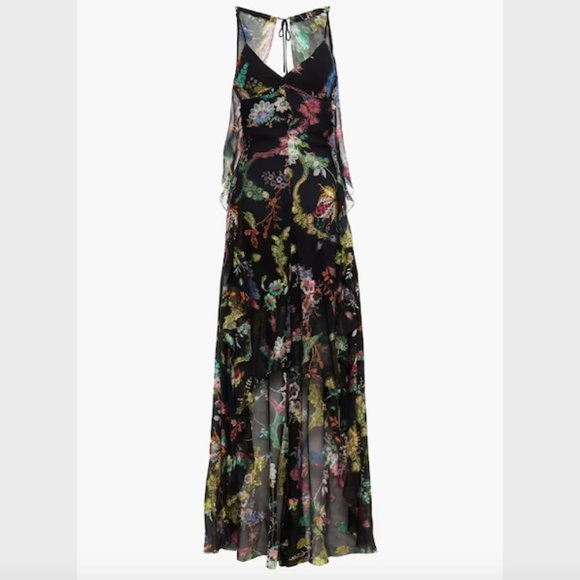 SOLD Etro Black Metallic Floral Print Fil Coupé Silk Chiffon Dress Size 44 S-M - Picture 13 of 13
